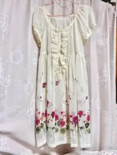 L'EST ROSE アイボリー 花柄ミニワンピース