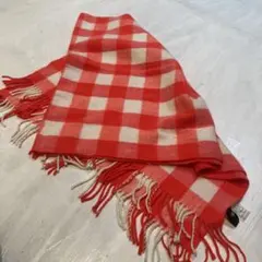 赤と白の大盤チェックストールブランシュリッペ未使用マドラスチェック