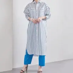 TICCA リネン100% スクエアビッグシャツワンピース F 日本製 極美品