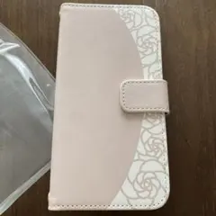 iPhone13 14 iPhoneケース 手帳型 ピンクベージュ カメリア