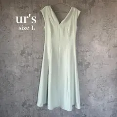 ユアーズ ur's キーネックロングワンピース フレンチスリーブ ミント Lのサムネイル