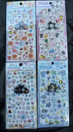 プチドロップステッカーシール　4点セット　あわわ　ハム　パンダ　青色　正規品
