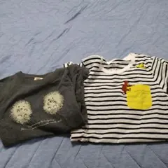 graniph 猿とポケットのストライプTシャツ SSハリネズミTシャツ2枚組み