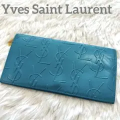 Yves Saint Laurent 二つ折り財布 ターコイズ - メルカリ