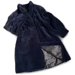 L〜XL相当✨極美品 銀サガ シェアード 染めミンク 本毛皮 ダークネイビー