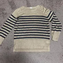 美品　ポールスミス　リネン混ボーダーカットソー　ゴールドラメのサムネイル