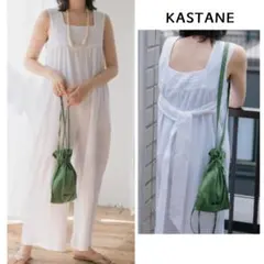 訳あり新品タグ付き カスタネ ★ バックリボン イージーサロペット初夏アイボリー