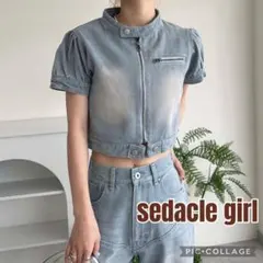 sedacle girl デニムジャケット　半袖　ショート　レディース　ブルー