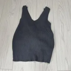 【SALE価格】リブ編みダークグレータンクトップ 夏服