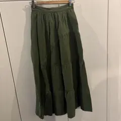 オリーブグリーン フレアスカート ロングスカート