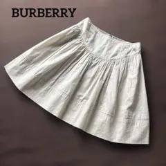バーバリーBurberry フレアスカート ベージュ ピンタック ホースロゴ美品のサムネイル