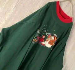激カワ】アニマルプリント バード刺繍 鳥 スウェット グリーン XL 