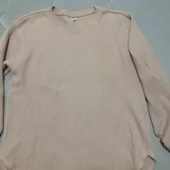 UNIQLO ユニクロ ラベンダー クルーネック ワッフルＴシャツ 長袖 M