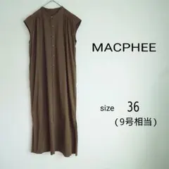 MACPHEE　バンドカラーシャツワンピース　フレンチスリーブ　日本製のサムネイル