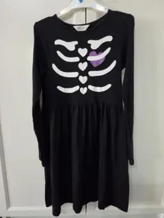 ハロウィン H&M スケルトン柄 長袖ワンピース ブラック