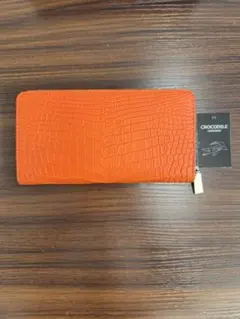 【未使用品】クロコダイル 長財布 ラウンドファスナー オレンジのサムネイル