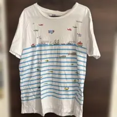 graniph 海洋テーマ Mサイズ Tシャツ　飛行船　飛行機　船　クジラ　魚