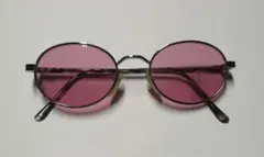 ピンク　オーバルレンズ　サングラス　UV　紫外線カット　レディース