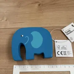 Trædyr 木製 ゾウ オブジェ　青いぞうの置物☆