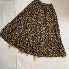 GU フラワープリント フレアロングスカート サイズM