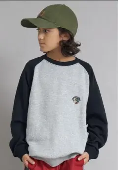 PAIRMANON STREETラグランスリーブ トレーナー グレー/ブラック