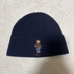 POLO ポロベア刺繍 ニット帽 ネイビー