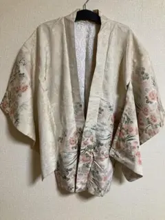 羽織 綸子 絵羽模様 菊・松川菱 着物コート アンティーク/ヴィンテージ