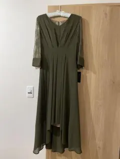 【新品】パーティドレス/レディース/フレア/レース/カーキ/グリーン/XL