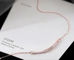 ネックレス　上品さたっぷり シンプル ラインストーン 不規則形 ローズゴールド