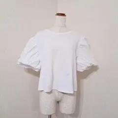 H＆M　バルーンスリーブ　クロップドプルオーバー　カットソー【XL】ホワイト