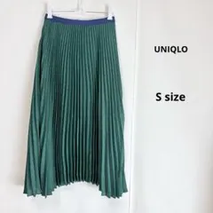 UNIQLO ユニクロ　プリーツスカート　S グリーン　ウエストゴム　ドット柄
