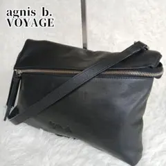 ​美品 アニエスベー ボヤージュ ショルダーバッグ 本革 レザー ロゴ 型押し