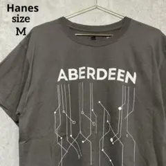 ヘインズ　Tシャツ/ロゴT メンズM 半袖　チャコールグレー