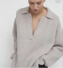 美品▲Deuxieme Classe// Boucle ニット グレー　ゆったり 追加OLBIA ロングジップ ブルゾン（ニット/セーター）｜Deuxieme