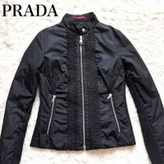 美品　レディース　PRADA 黒 レザージャケット　sサイズ Prada クロップド レザージャケット | ブラック | FARFETCH JP