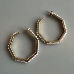 ヴィンテージ　パールフープピアス