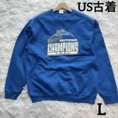 US古着 トレーナー ブルー アメリカ古着 PORT＆COMPANY Lサイズ
