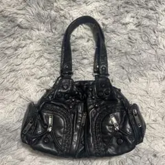 archive y2k BESSO レザーワンショルダーバッグ 金金具 ブラック