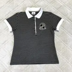 【美品】LACOSTE ボーダー柄ポロシャツ 半袖　42（レディースLくらい）