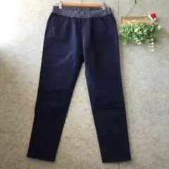 【ピュアルセシン】ウエストゴムゆるいです　分厚め　少しストレッチ　パンツ　紺色