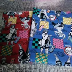 アニメ鬼滅の刃オックス綿生地 赤と青 2色セット