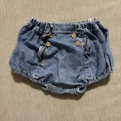 値下げ中　デニム　フリルボトムス かぼちゃパンツ　70、80 futafuta