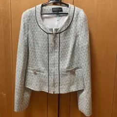 青系ツイードジャケット ショート丈