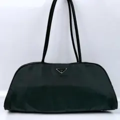 美品✨プラダ ミニボストンバッグ ナイロン レザー 三角ロゴ カデナ ブラック ミニボストンバッグ ナイロン トライアングルロゴ ブラック