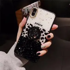 三色pease柄 iPhoneX/iphoneXSケース　リング付き