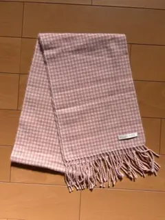 ELLE PLANETE ピンク チェック柄 マフラー フリンジ付き