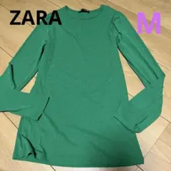 ZARA 長袖カットソー グリーン　Mサイズ