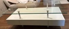 ガラステーブル　ローテーブル 引き出し付き 目立つ傷なし
