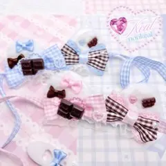 【即購入可】お値下げ◎早い者勝ち様　10cm 水色　猫耳　ヘッドドレス　チョコ