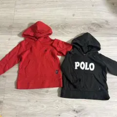 Polo パーカー2枚セット 黒80 赤90